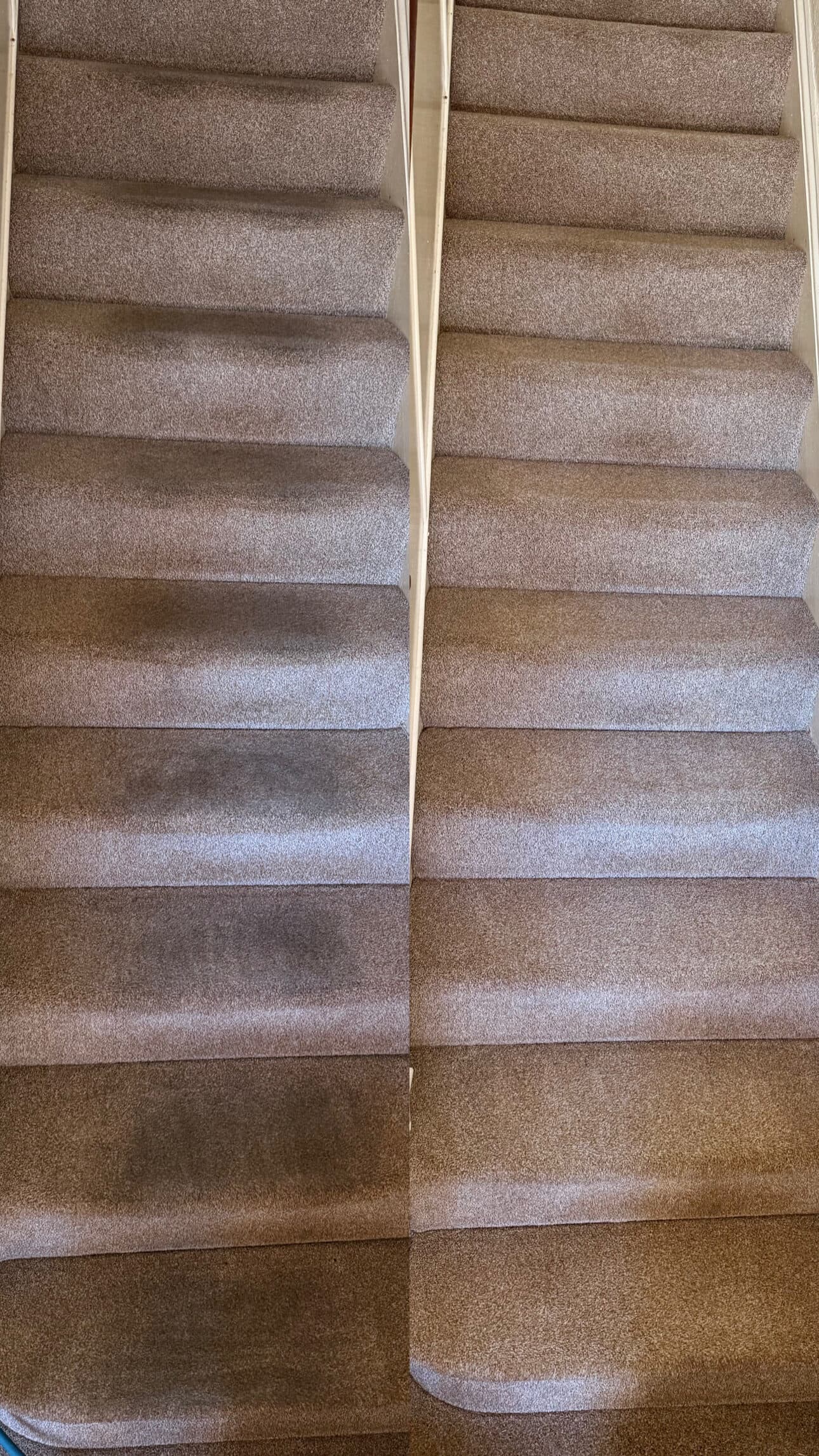 Stair carpet before and after cleaning